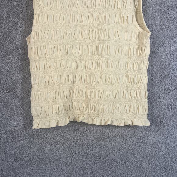 Madewell Women's Medium Yellow Smocked Sleeveless Tank Top Casual Summer Blouse - Picture 4 of 11